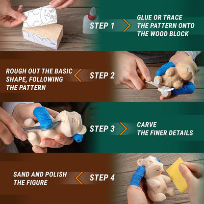 Wood Carving Kit for Beginners DIY 05 - Whittling Kit with Wood Carving Knife & Basswood Blocks - Hobby Craft for Adults and Teens - Whittling Tools Set for Carvers