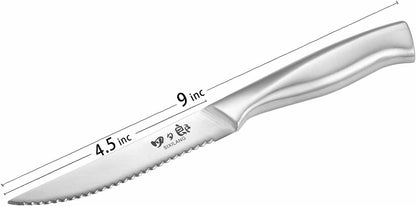 Steak Knives Set, Serrated Steak Knives Set of 8, German Stainless Steel Steak Knife Serrated Dishwasher Safe, Home Gifts for Men and Women