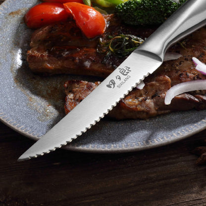 Steak Knives Set, Serrated Steak Knives Set of 8, German Stainless Steel Steak Knife Serrated Dishwasher Safe, Home Gifts for Men and Women