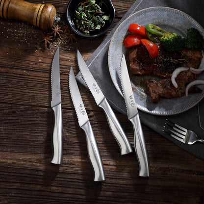 Steak Knives Set, Serrated Steak Knives Set of 8, German Stainless Steel Steak Knife Serrated Dishwasher Safe, Home Gifts for Men and Women