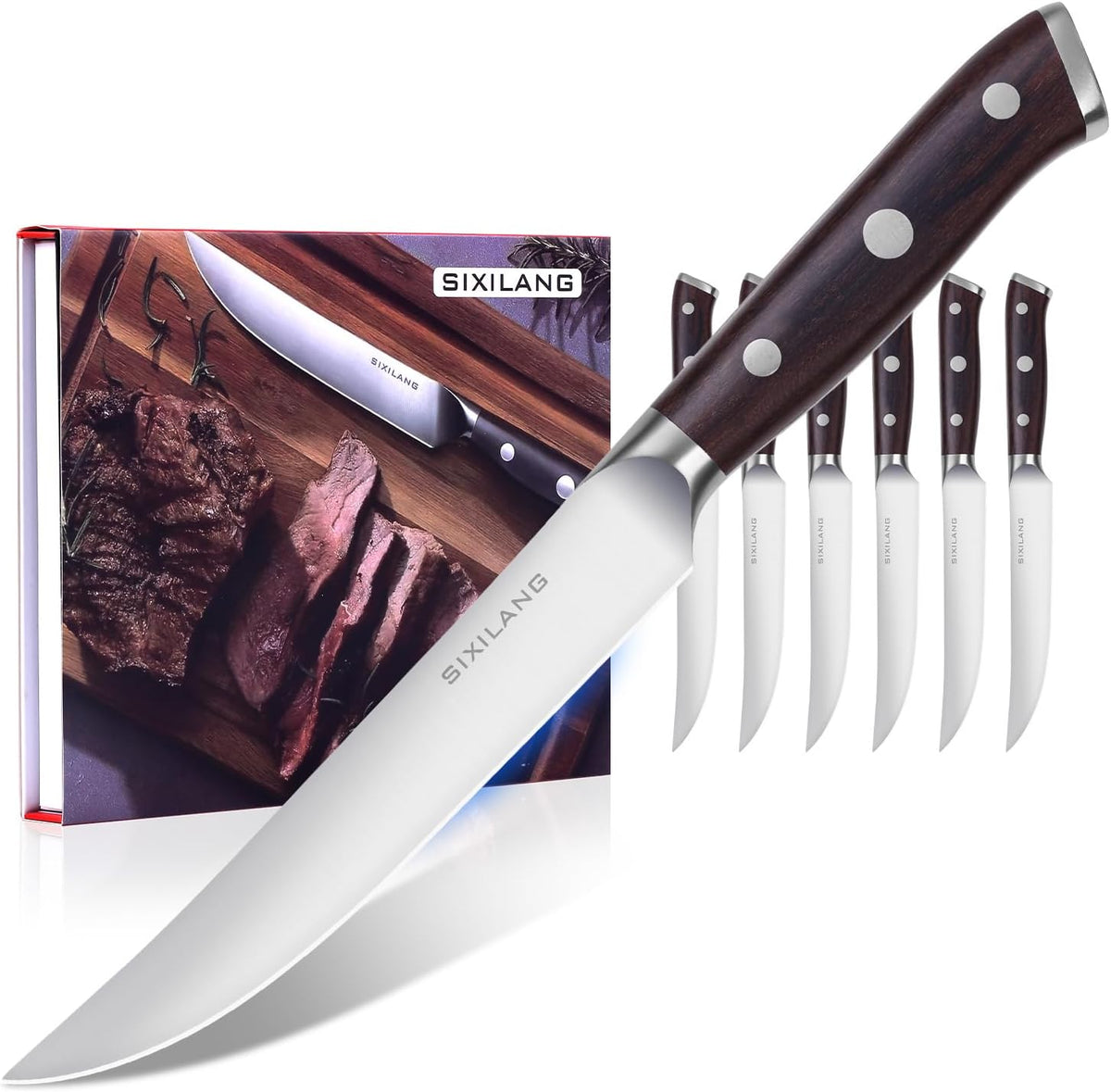 Steak Knives Set, Serrated Steak Knives Set of 8, German Stainless Steel Steak Knife Serrated Dishwasher Safe, Home Gifts for Men and Women