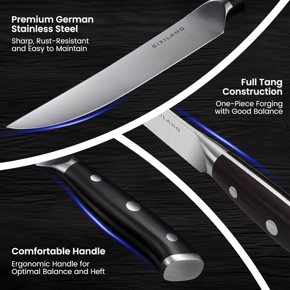Steak Knives Set, Serrated Steak Knives Set of 8, German Stainless Steel Steak Knife Serrated Dishwasher Safe, Home Gifts for Men and Women