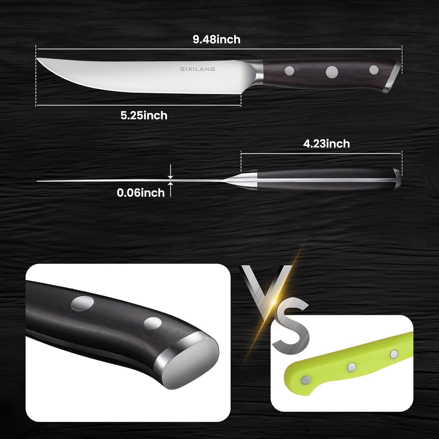 Steak Knives Set, Serrated Steak Knives Set of 8, German Stainless Steel Steak Knife Serrated Dishwasher Safe, Home Gifts for Men and Women