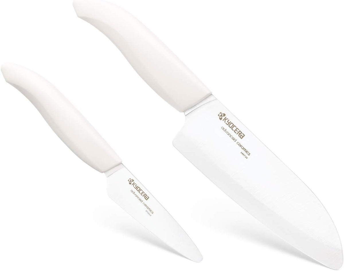 Revolution 2-Pc Ceramic Knife Gift Set: 5.5” Santoku & 3” Paring | Revolution Ceramic Knife Set: 5.5” Santoku & 3” Paring Blades in Gift Box – Essential for Fresh Meal Prep