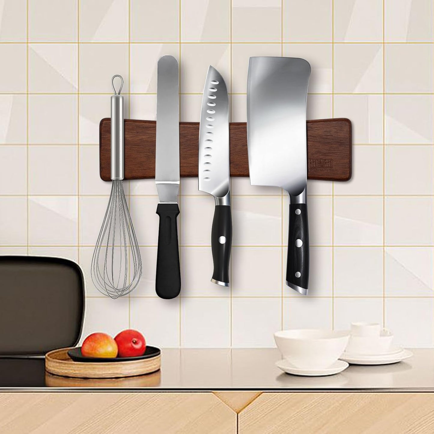 Magnetic Knife Strips, Magnetic Knife Holder for Wall 16 Inch | Acacia Wood Knife Magnetic Strip Use as Knife Bar, Knife Holder for Kitchen Utensil Organizer, Ideal Cooking Gift for Chef