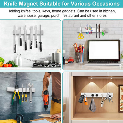 24 Inch Magnetic Knife Holder with Extra Strong Hold, Metal Knife Magnetic Strip for Wall Mount Kitchen RV Storage and Organization, Heavy Duty Magnetic Tool Rack for Tools, Knives Block Utensils