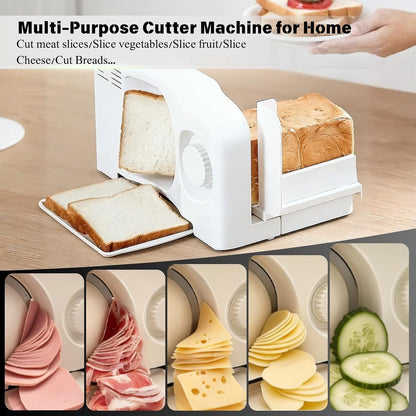 Meat Slicer for Home, 150W Foldable Deli Meat Slicer with 6.7'' Blade, Child Lock Protect Electric Food Slicer, Adjustable Thickness Portable Food Cutter Machine for Meat Deli Bread (White)