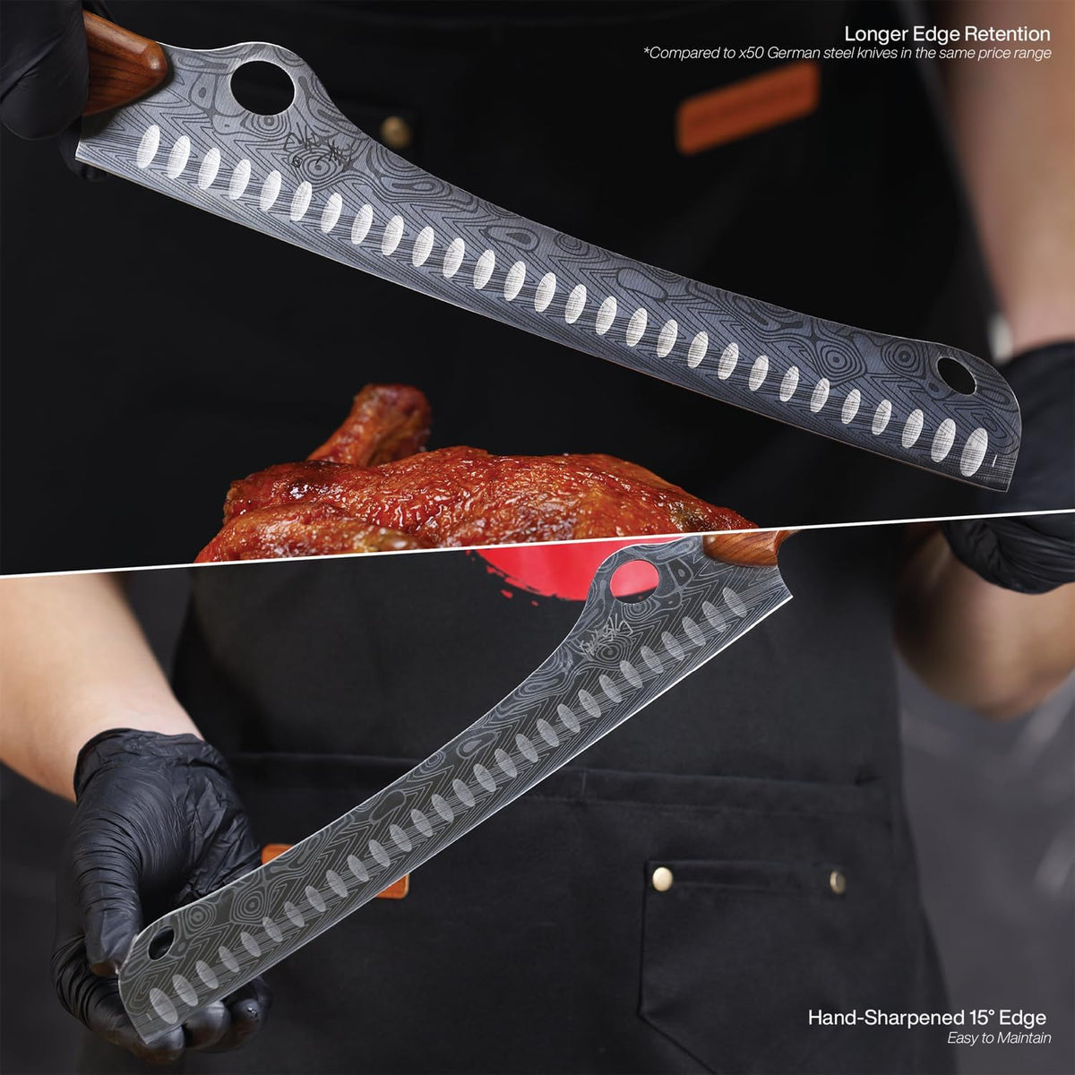 ® SteelFang Edition – Japanese Brisket Knife 12" with Rosewood Handle | Premium Butcher & Carving Knife for Meat, BBQ, and Brisket Slicing – Ultra Sharp High-Carbon Stainless Steel Blade
