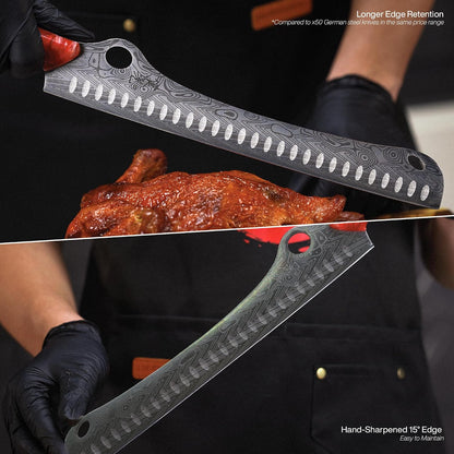 ® SteelFang Edition – Japanese Brisket Knife 12" with Rosewood Handle | Premium Butcher & Carving Knife for Meat, BBQ, and Brisket Slicing – Ultra Sharp High-Carbon Stainless Steel Blade