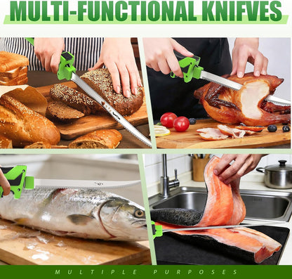 MCY 12V Cordless Electric Fillet Knife, Fishing Fillet Knife with Safety Lock Non-Slip Grip Handle, 8''& 10''Razor-Sharp Blades, 2 Rechargeable Battery, Quick Battery Charger, Storage bag, Electric Fish Fillet Knife for Fishing, Filleting, Outdoors