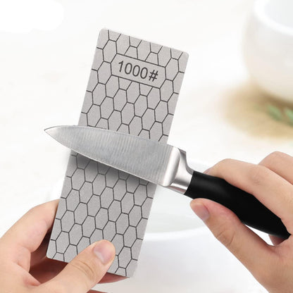 4 Pcs Diamond Sharpening Stone, with Angle Guide and Leather Strop, Knife Sharpener Stone Whetstone Honeycomb Surface Plate with Non-slip Base for Pocket Knives Scissors