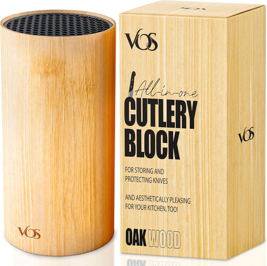 Universal Knife Block - Countertop Knife Block Without Knives - Knife Holder with Non-Slip Base Sturdy Knife Organizer - Space Saving Knife Stand, Sleek & Modern Knife Rack - Bamboo