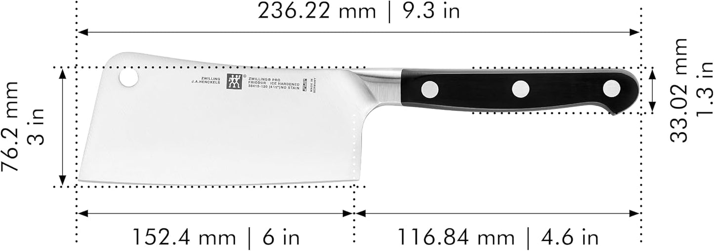 Pro 6-Inch Meat Cleaver Razor-Sharp German Knife Set Made in Company-Owned German Factory with Special Formula Steel, Perfected for Almost 300 Years, Stainless Steel