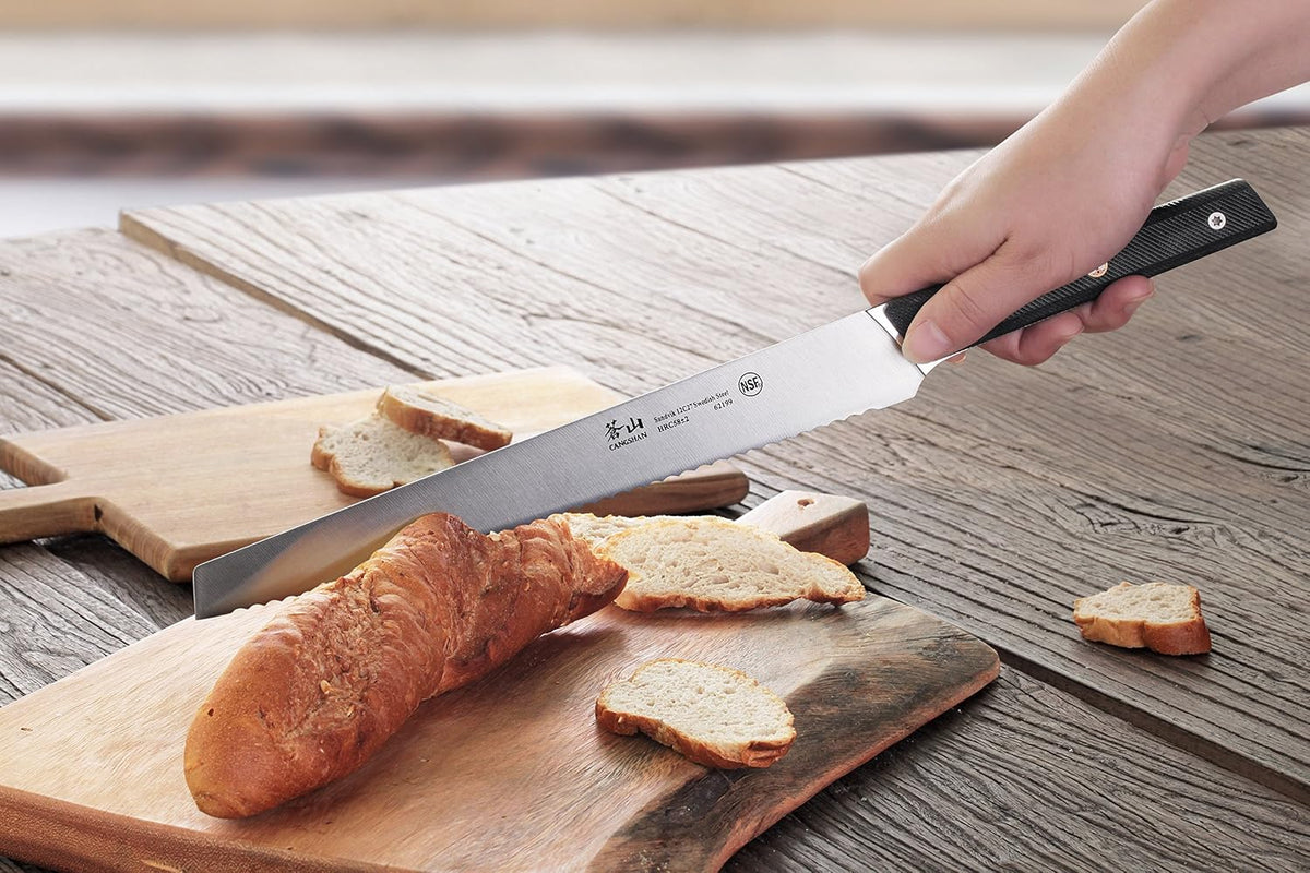 Cangshan TG Series 62199 Swedish 12C27 Steel Bread Knife, 10.25-Inch, G10 Handle