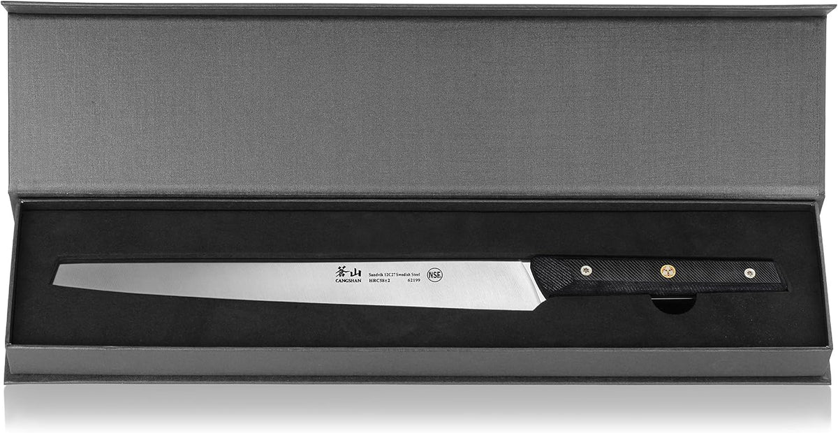 Cangshan TG Series 62199 Swedish 12C27 Steel Bread Knife, 10.25-Inch, G10 Handle