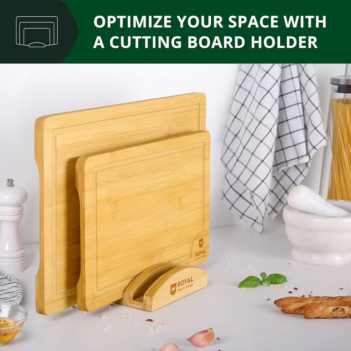 Cutting Board Stand for Cutting Board Sets, Chopping Boards Rack Organizer that Holds up to 3 Cutting Boards to 0.7 Inches Thick