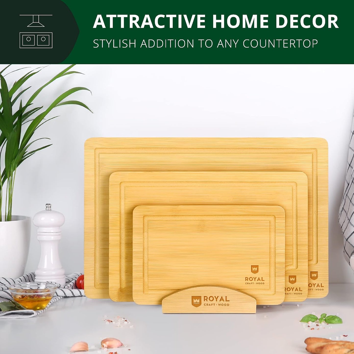 Cutting Board Stand for Cutting Board Sets, Chopping Boards Rack Organizer that Holds up to 3 Cutting Boards to 0.7 Inches Thick