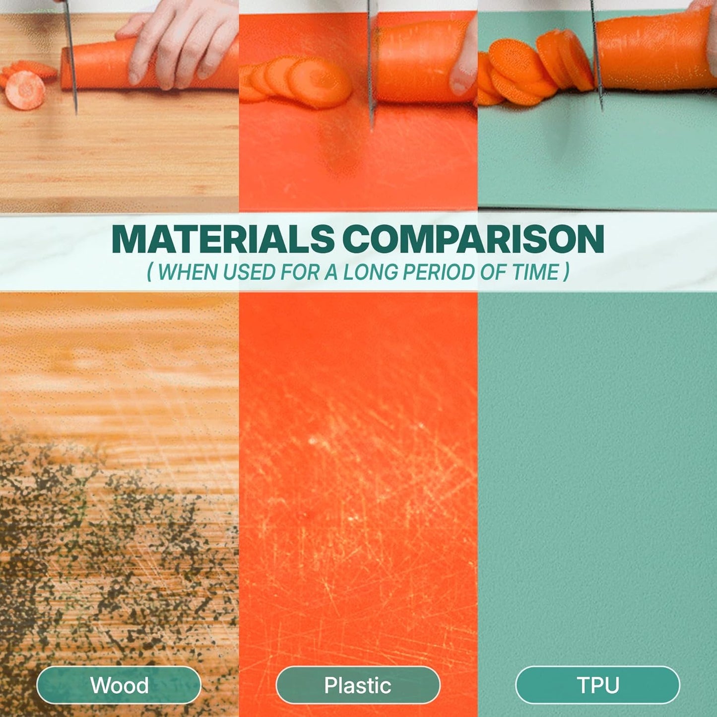 TPU Small Cutting Board Set of 3 9"x12" - Flexible Cutting Mats for Kitchen Knife Friendly, Cutting Mat Non-Slip Chopping Board Double Sided Scratch Resistant Food Grade Coral Mint Gray