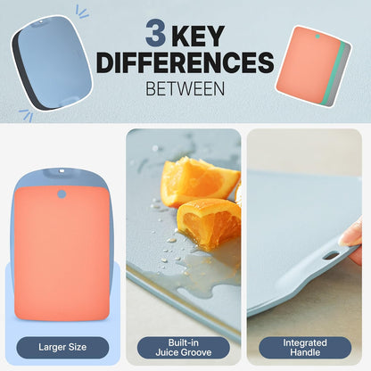 TPU Small Cutting Board Set of 3 9"x12" - Flexible Cutting Mats for Kitchen Knife Friendly, Cutting Mat Non-Slip Chopping Board Double Sided Scratch Resistant Food Grade Coral Mint Gray
