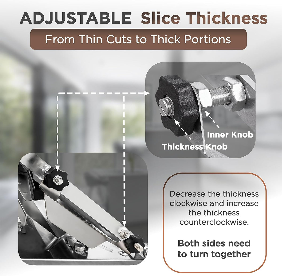 Manual Meat Slicer for Frozen & Semi-Frozen Meat, Stainless Steel Adjustable Beef Cutter for Home Kitchen, Heavy Duty Hand Slicer with Extra Blade for Hot Pot, BBQ & Deli