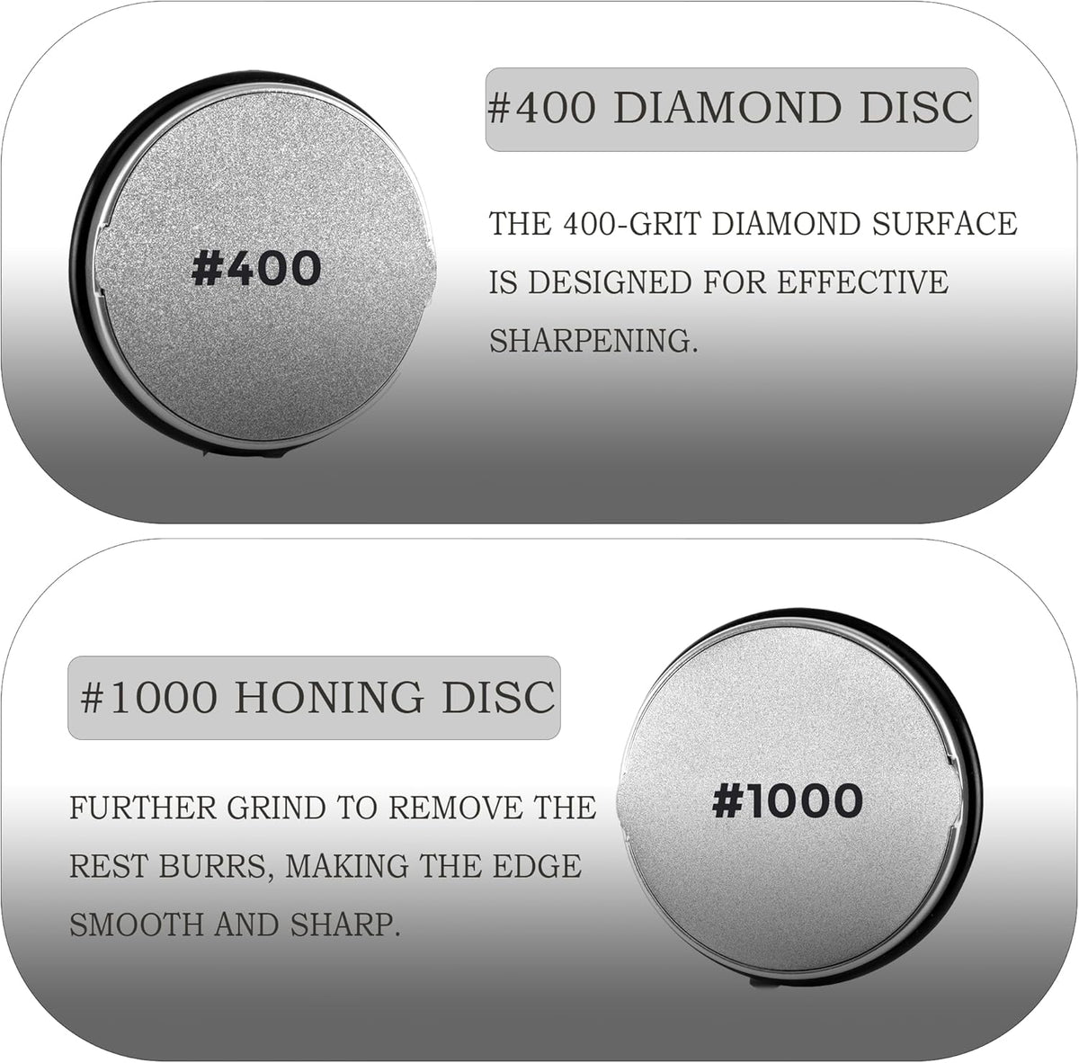 2 Pcs Replacement Grinding Head and 2 Pcs Sharpening Discs for Rolling Knife Sharpener, Roller Knife Sharpening Grinding Discs