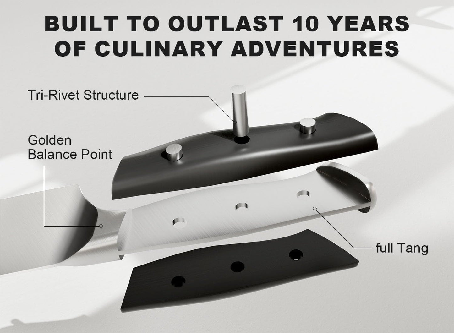 Knife Set with Block - Kitchen Knife Set German High-Carbon Stainless Steel with Built-in Sharpener - Full Tang, Triple-Rivet Ergonomic Handle - Holiday Gift Idea - 15-Piece, Falcon Series.