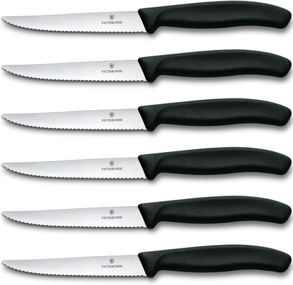 Swiss Classic 6-Piece Steak Set (4½" Spear Point Serrated) Black, 4.25 x 0.5 x 0.5 inches, Multicolor