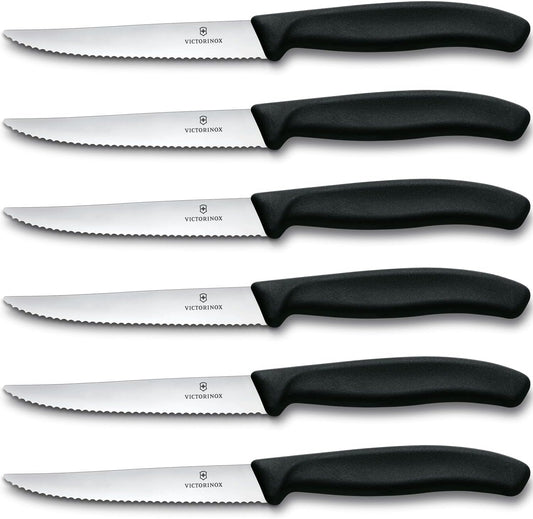 Swiss Classic 6-Piece Steak Set (4½" Spear Point Serrated) Black, 4.25 x 0.5 x 0.5 inches, Multicolor