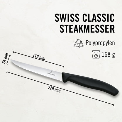 Swiss Classic 6-Piece Steak Set (4½" Spear Point Serrated) Black, 4.25 x 0.5 x 0.5 inches, Multicolor