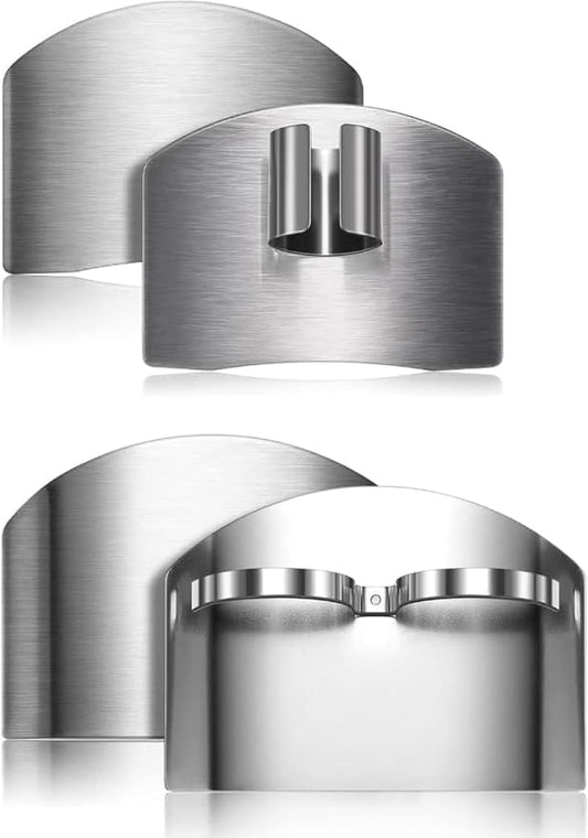 Stainless Steel Finger Guards For Cutting Food Avoid Hurting, Premium 304 Stainless Steel Finger Protector,Slicing Tool Finger Protectors when Cutting, Slicing, Dicing, Chopping (2A 2B)