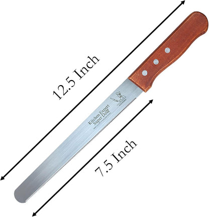 3 Pcs Bread Knives, 12.5 Inch Stainless Steel Fine Tooth Sawtooth Bread Cutter with Wooden Handle for Bread and Cake (8 inch)