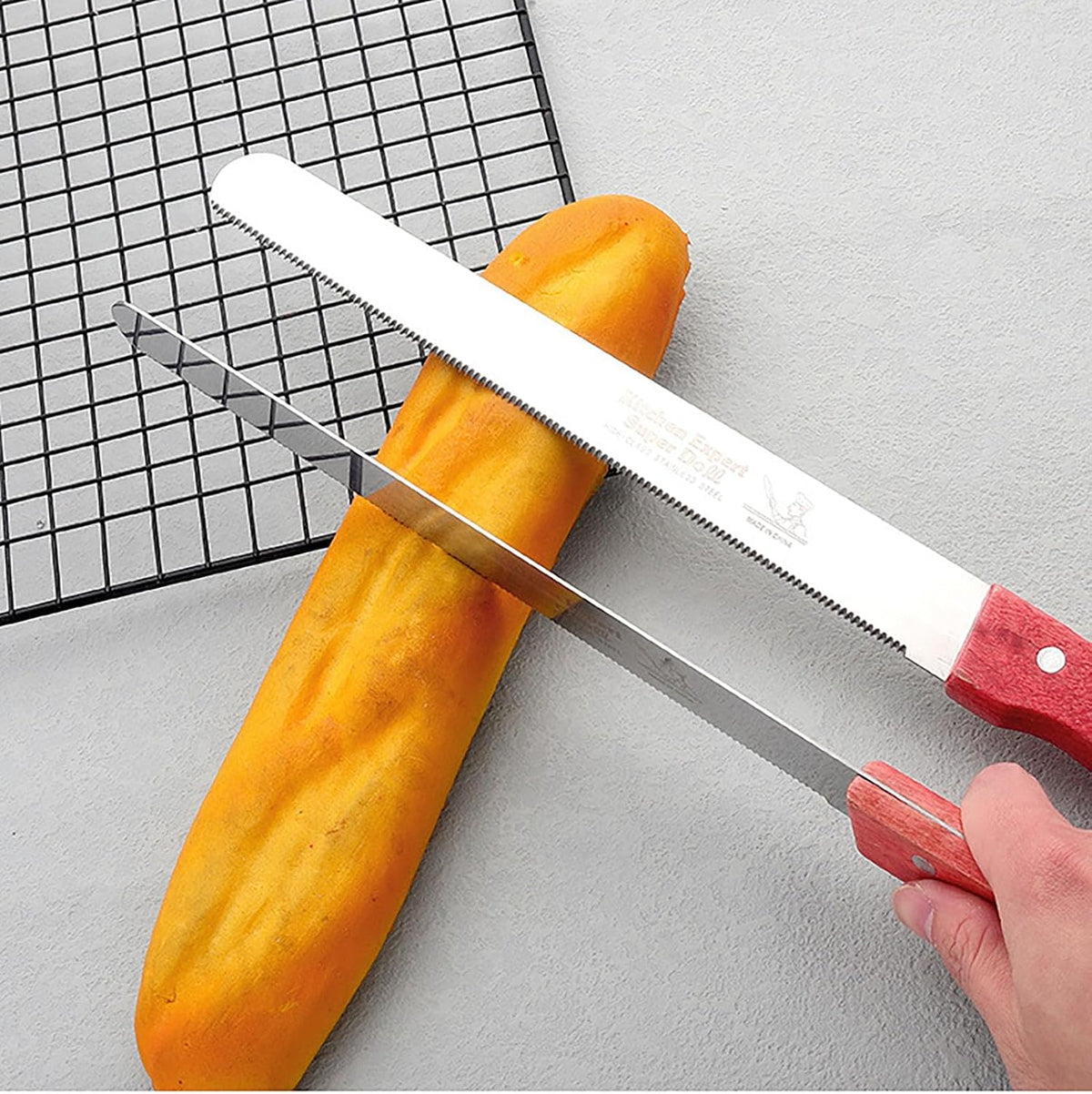 3 Pcs Bread Knives, 12.5 Inch Stainless Steel Fine Tooth Sawtooth Bread Cutter with Wooden Handle for Bread and Cake (8 inch)