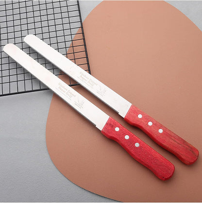 3 Pcs Bread Knives, 12.5 Inch Stainless Steel Fine Tooth Sawtooth Bread Cutter with Wooden Handle for Bread and Cake (8 inch)