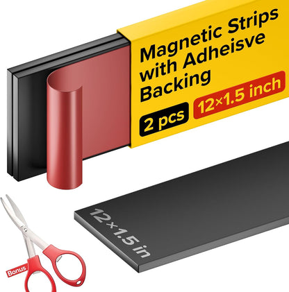 Super Sticky Adhesive Magnetic Strips, 12x1.5" (30x3.8cm)