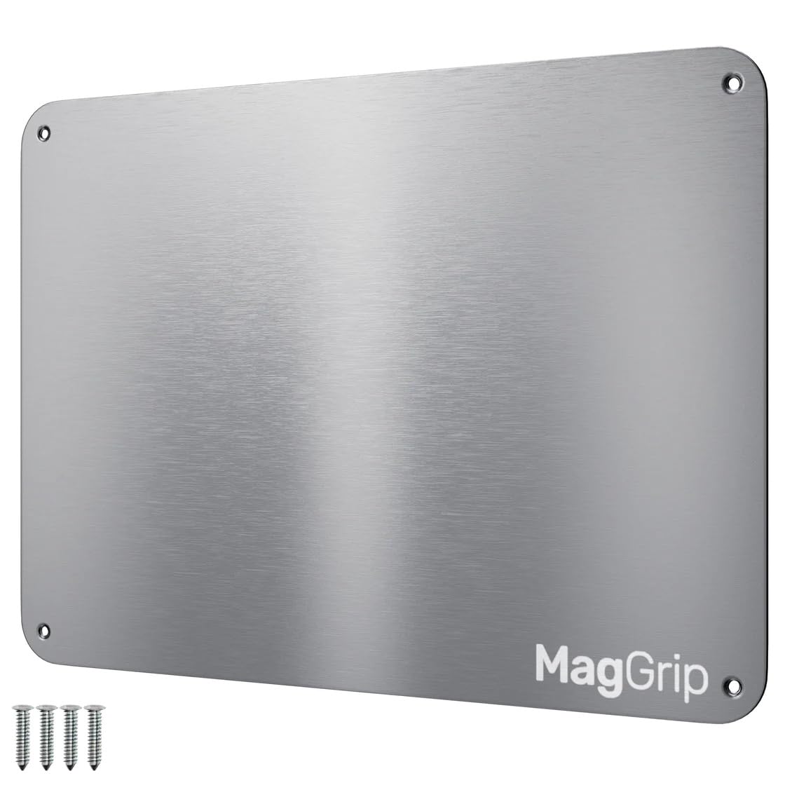 9 inches x 6.5 inches Stainless Steel Plate for Magnets, 3M Adhesive Back, Mounting Screws, Ideal for Magnetic Shelf, Spice Holders, Fridge Magnets. Mount Anywhere! (Timber, 1 Pack)