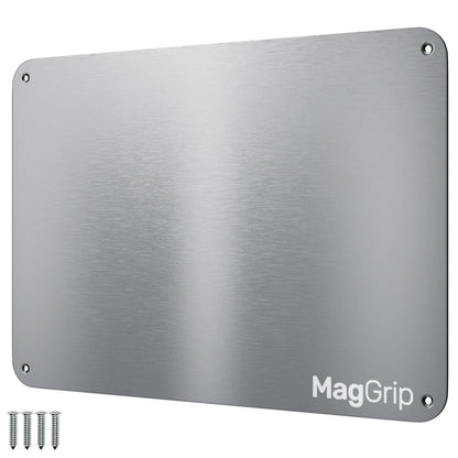 9 inches x 6.5 inches Stainless Steel Plate for Magnets, 3M Adhesive Back, Mounting Screws, Ideal for Magnetic Shelf, Spice Holders, Fridge Magnets. Mount Anywhere! (Timber, 1 Pack)