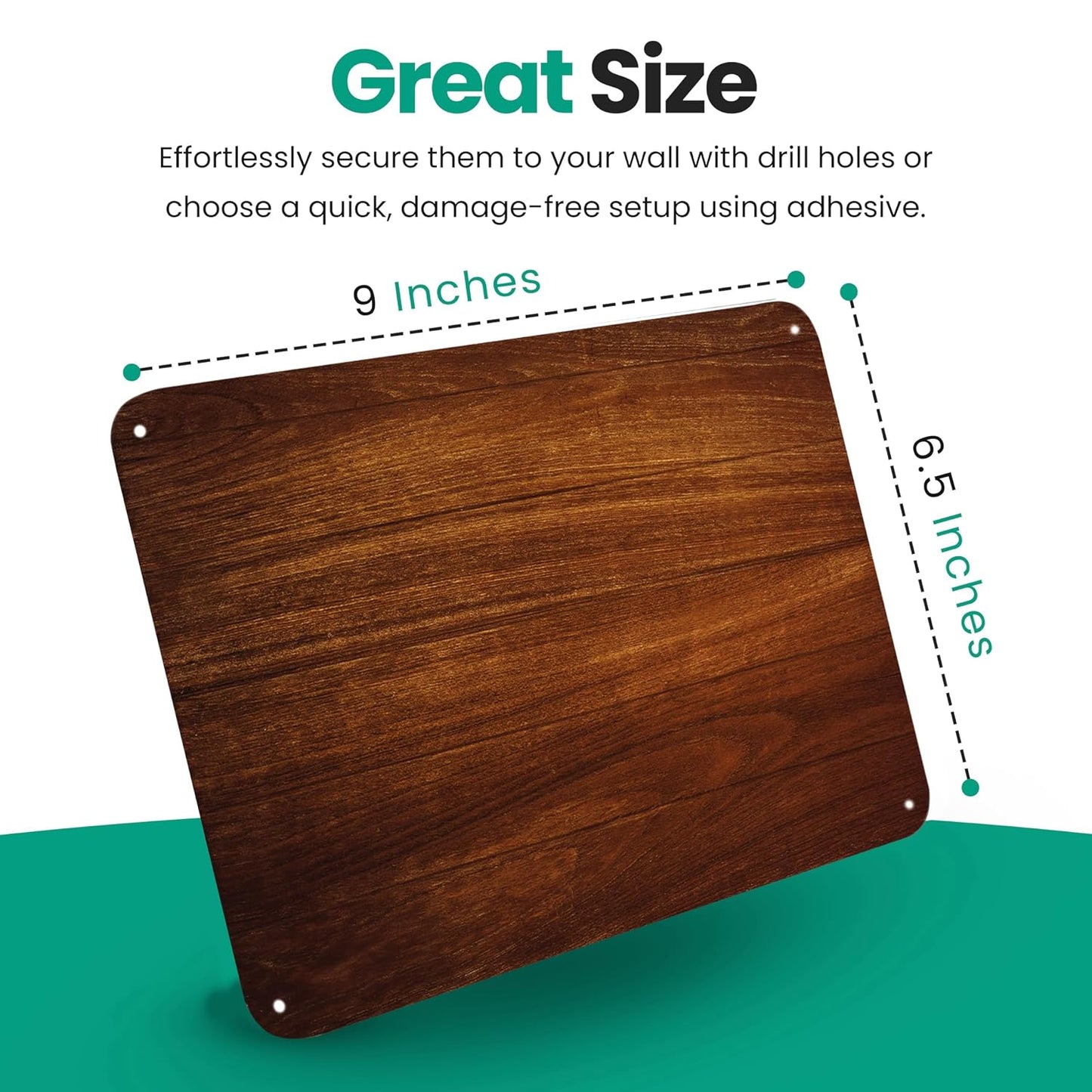 9 inches x 6.5 inches Stainless Steel Plate for Magnets, 3M Adhesive Back, Mounting Screws, Ideal for Magnetic Shelf, Spice Holders, Fridge Magnets. Mount Anywhere! (Timber, 1 Pack)