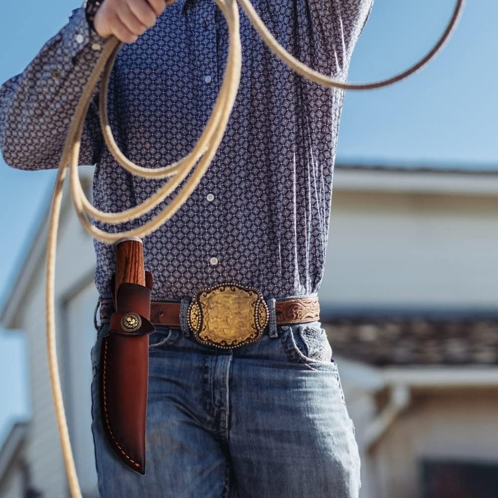 Leather Knife Sheath, Straight Knife Holster Knife Blade Cover Belt Knife Pouch for 5" Blade Knife