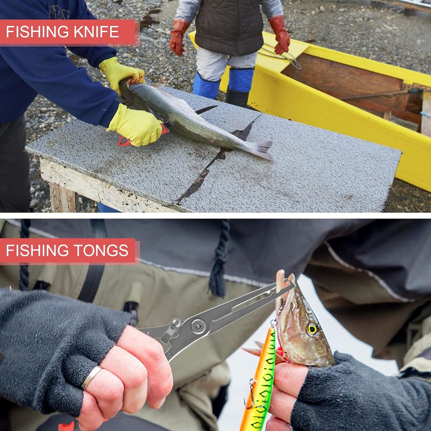 Fishing Tool Kit - 8pc Including Fillet Knife, Scissors, Pliers, Measuring Ruler, Anti-Lost Lanyard, Waterproof Storage Bag