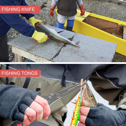 Fishing Tool Kit - 8pc Including Fillet Knife, Scissors, Pliers, Measuring Ruler, Anti-Lost Lanyard, Waterproof Storage Bag
