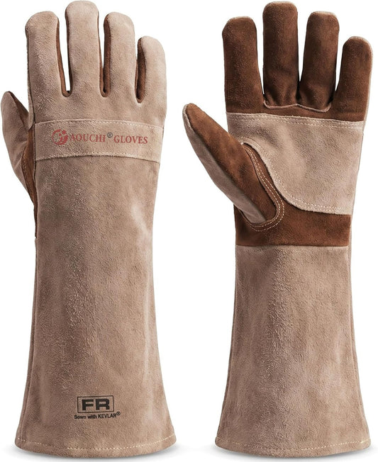 Welding Gloves -Long Sleeve Fireproof and Heat Resistant 15IN. | Cowhide Leather Gloves for Gardening,BBQ,Oven,Grill,Tig,Mig,Baking,Furnace,Stove,Animal Handling Best Gift for Man