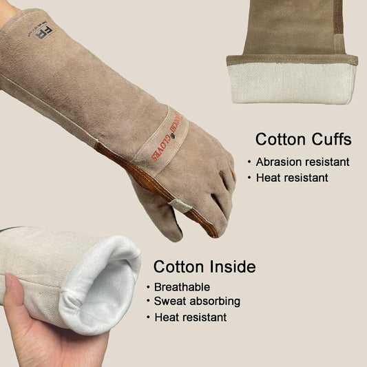 Welding Gloves -Long Sleeve Fireproof and Heat Resistant 15IN. | Cowhide Leather Gloves for Gardening,BBQ,Oven,Grill,Tig,Mig,Baking,Furnace,Stove,Animal Handling Best Gift for Man
