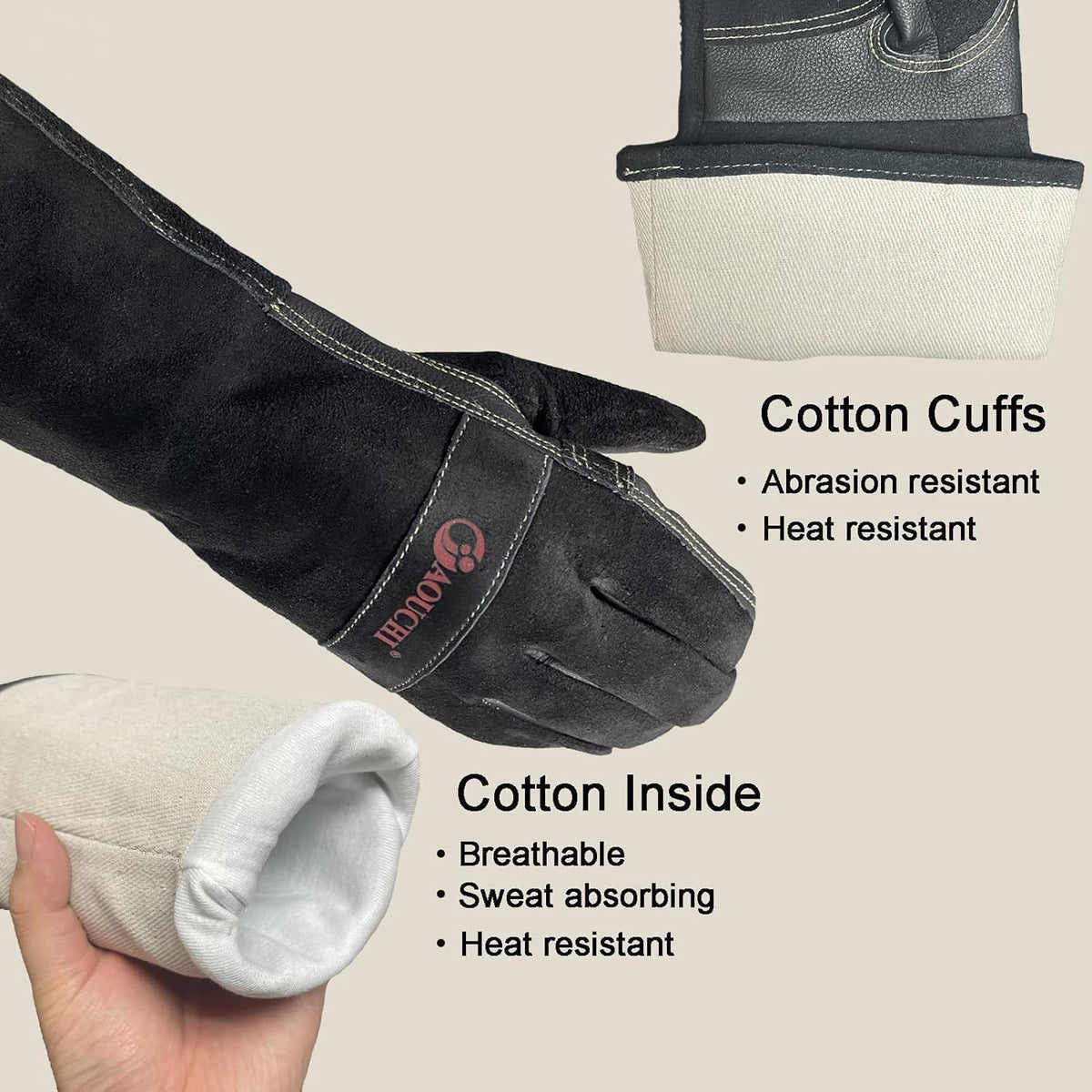 Welding Gloves -Long Sleeve Fireproof and Heat Resistant 15IN. | Cowhide Leather Gloves for Gardening,BBQ,Oven,Grill,Tig,Mig,Baking,Furnace,Stove,Animal Handling Best Gift for Man
