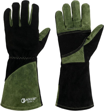 Welding Gloves -Long Sleeve Fireproof and Heat Resistant 15IN. | Cowhide Leather Gloves for Gardening,BBQ,Oven,Grill,Tig,Mig,Baking,Furnace,Stove,Animal Handling Best Gift for Man
