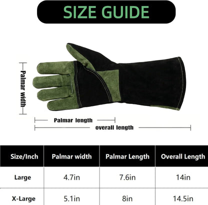 Welding Gloves -Long Sleeve Fireproof and Heat Resistant 15IN. | Cowhide Leather Gloves for Gardening,BBQ,Oven,Grill,Tig,Mig,Baking,Furnace,Stove,Animal Handling Best Gift for Man