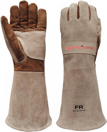 Welding Gloves -Long Sleeve Fireproof and Heat Resistant 15IN. | Cowhide Leather Gloves for Gardening,BBQ,Oven,Grill,Tig,Mig,Baking,Furnace,Stove,Animal Handling Best Gift for Man
