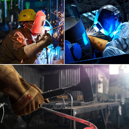 Welding Gloves -Long Sleeve Fireproof and Heat Resistant 15IN. | Cowhide Leather Gloves for Gardening,BBQ,Oven,Grill,Tig,Mig,Baking,Furnace,Stove,Animal Handling Best Gift for Man