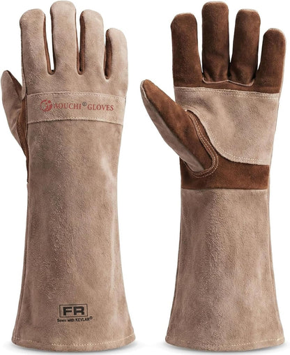 Welding Gloves -Long Sleeve Fireproof and Heat Resistant 15IN. | Cowhide Leather Gloves for Gardening,BBQ,Oven,Grill,Tig,Mig,Baking,Furnace,Stove,Animal Handling Best Gift for Man