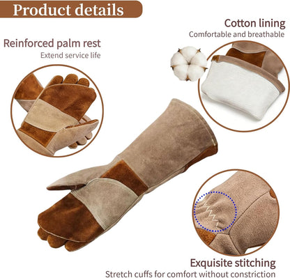 Welding Gloves -Long Sleeve Fireproof and Heat Resistant 15IN. | Cowhide Leather Gloves for Gardening,BBQ,Oven,Grill,Tig,Mig,Baking,Furnace,Stove,Animal Handling Best Gift for Man