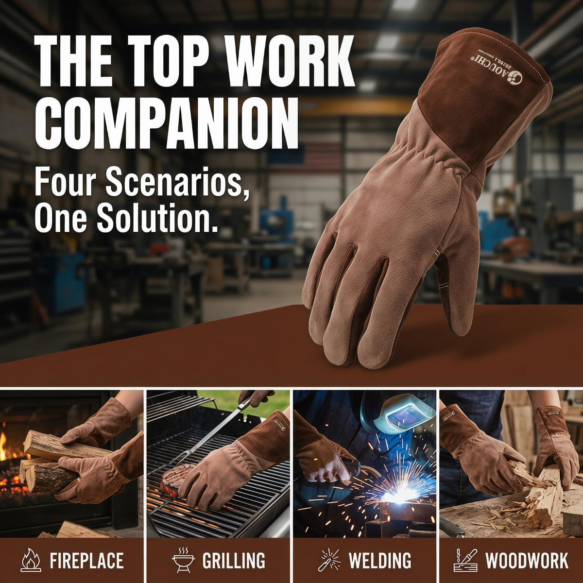 Welding Gloves -Long Sleeve Fireproof and Heat Resistant 15IN. | Cowhide Leather Gloves for Gardening,BBQ,Oven,Grill,Tig,Mig,Baking,Furnace,Stove,Animal Handling Best Gift for Man